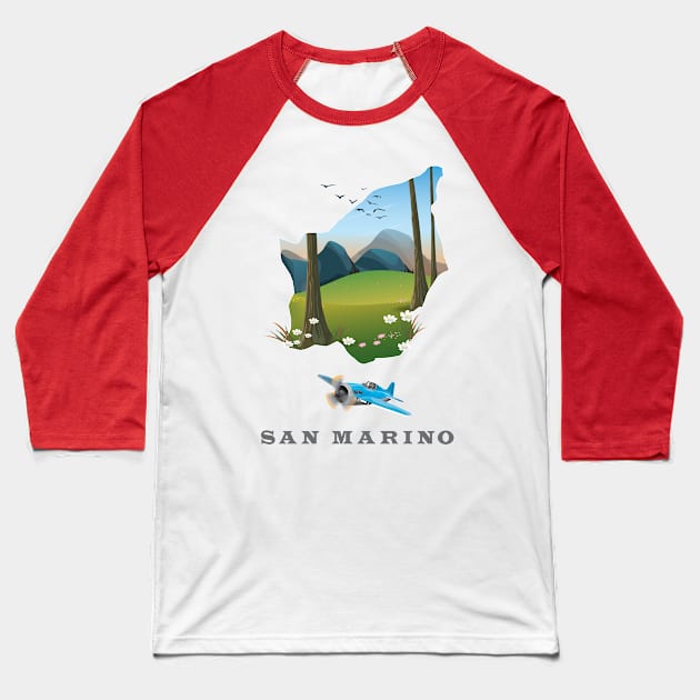 San Marino Map Baseball T-Shirt by nickemporium1